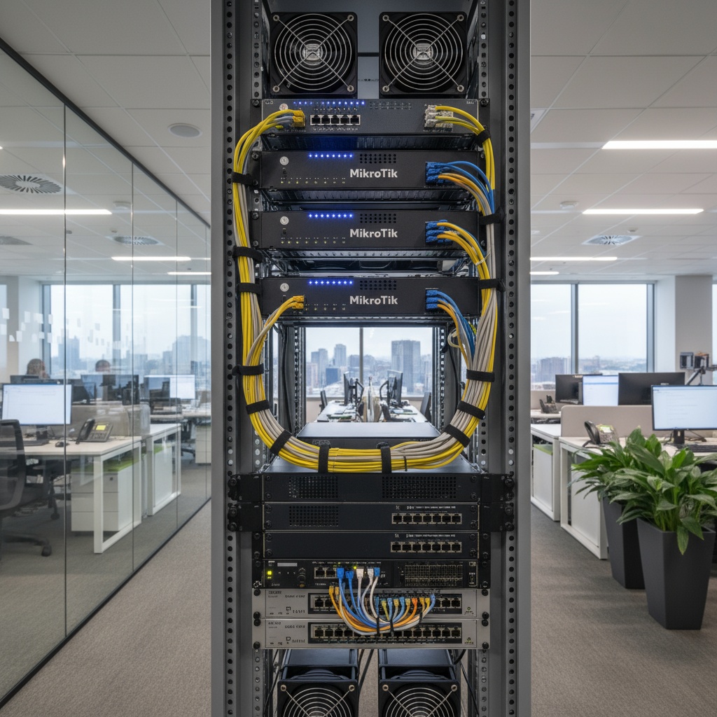 Corporate network infrastructure with MikroTik routers and VPN equipment for multi-site deployment in Johannesburg and Durban